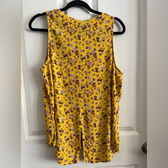 Sanctuary Anthropologie Floral Sleeveless Button Down Top Yellow Dandelion Daisy - Picture 11 of 14